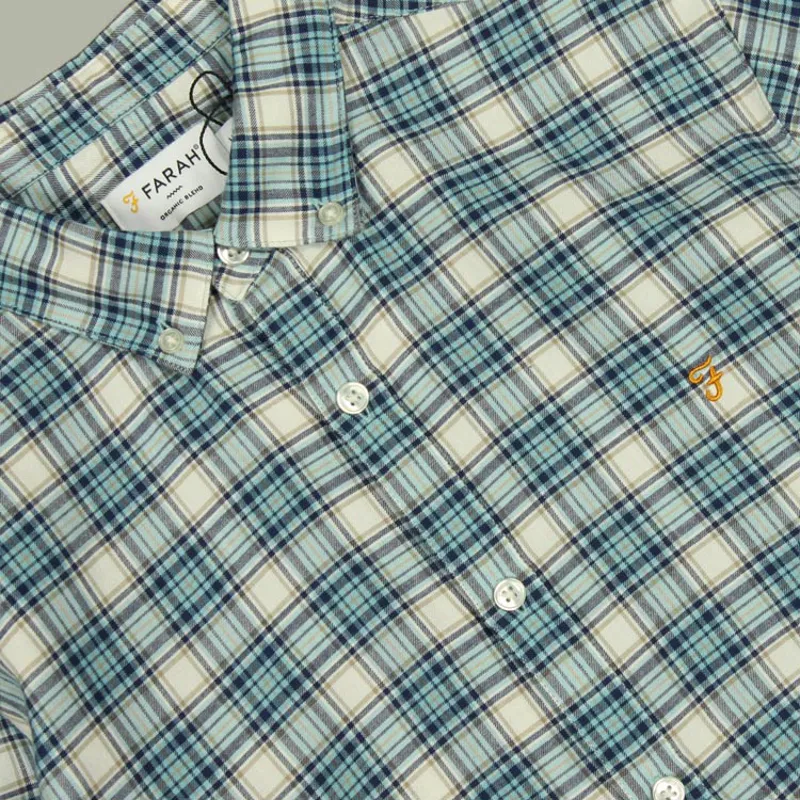Farah Fraser Check Shirt - Still Water-1